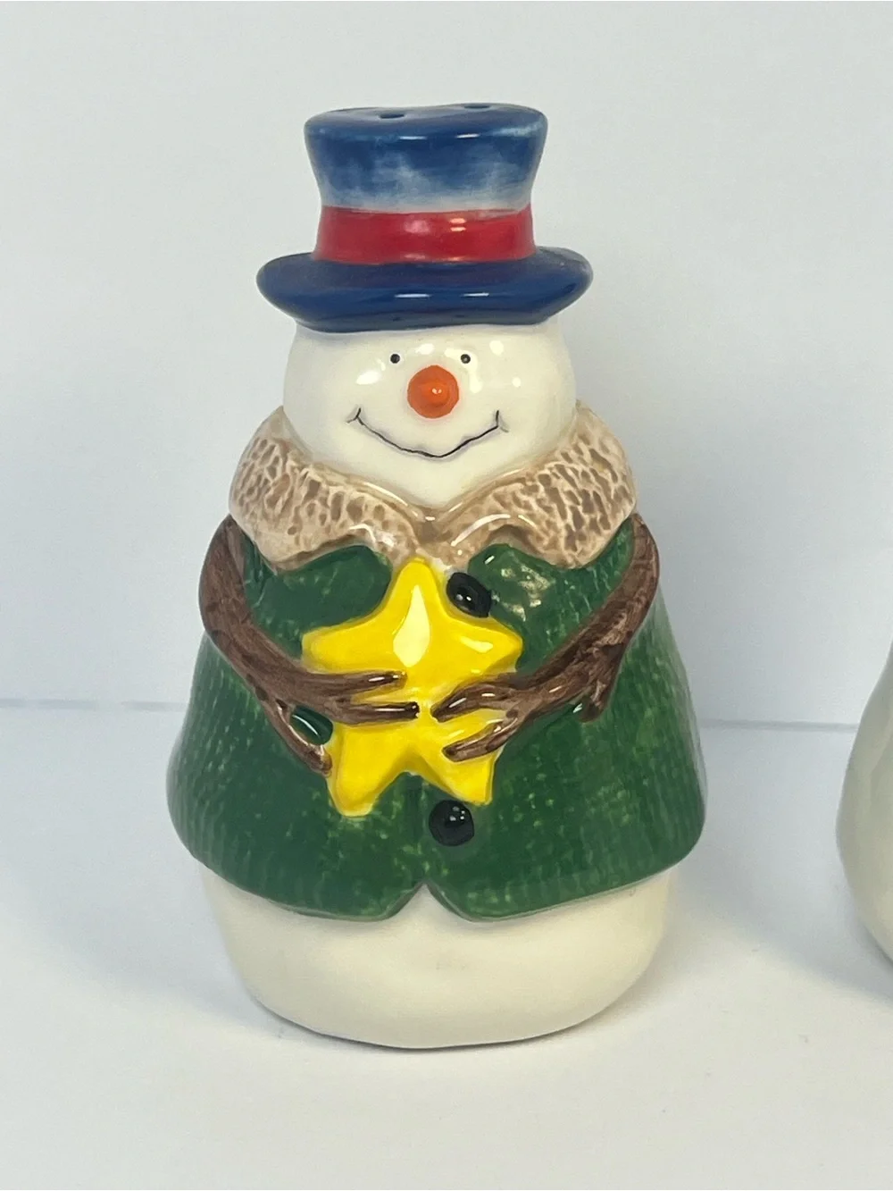 Ceramic Snowman Salt & Pepper Shakers Christmas Holiday Set Vintage